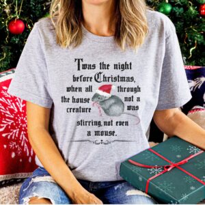 vintage christmas t shirt the night before christmas with santa mouse design and poem for unique holiday apparel byom0