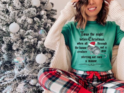 vintage christmas t shirt the night before christmas with santa mouse design and poem for unique holiday apparel kpfgt