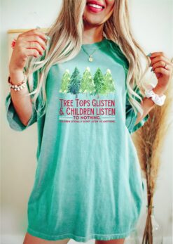 vintage christmas t shirt tree tops glisten design funny crewneck for teachers unique holiday apparel xmas tree graphic tee kujsc scaled