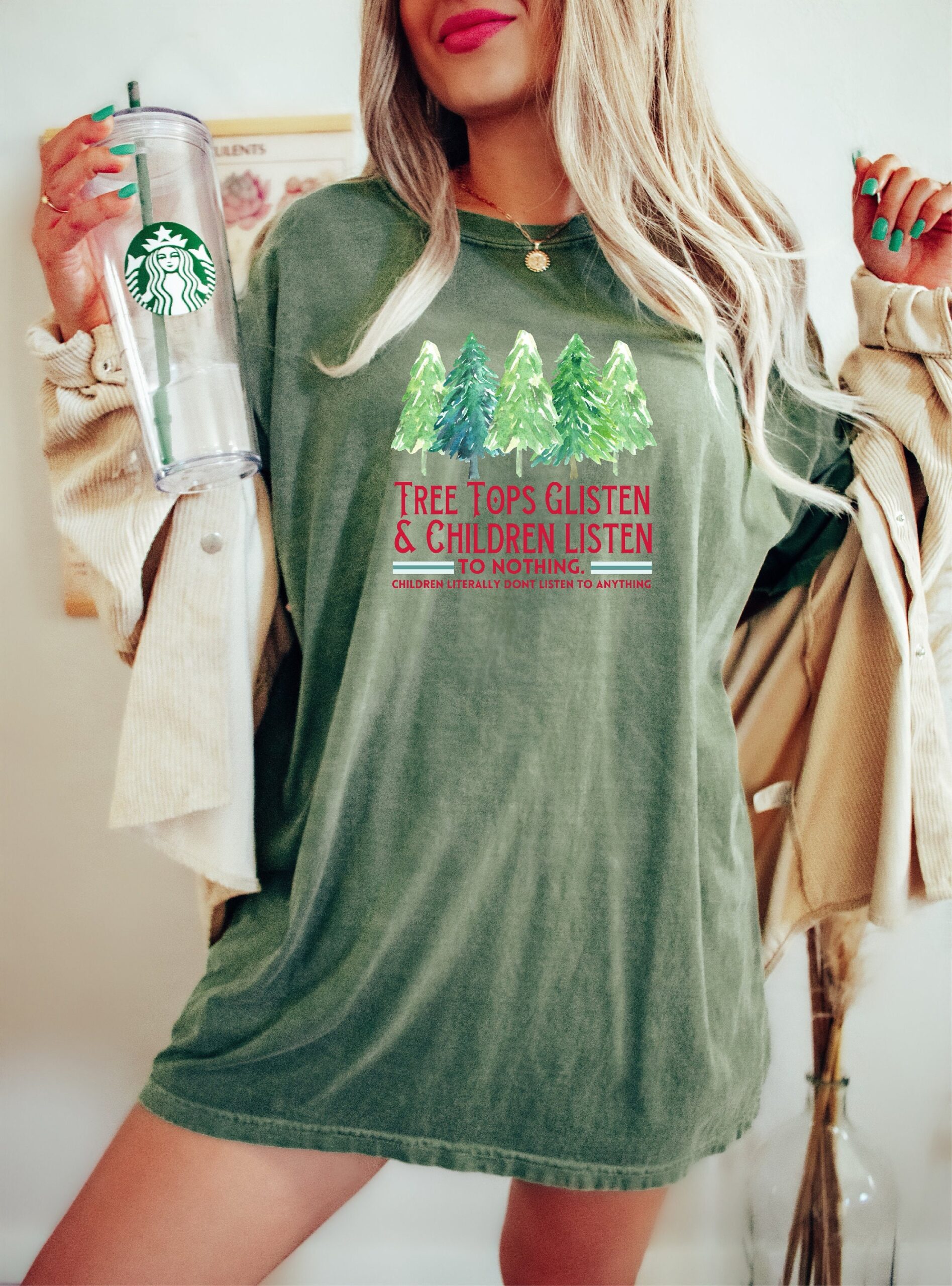 vintage christmas t shirt tree tops glisten design funny crewneck for teachers unique holiday apparel xmas tree graphic tee qncnx scaled