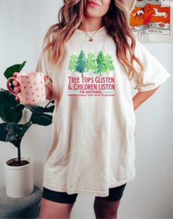 vintage christmas t shirt tree tops glisten design funny crewneck for teachers unique holiday apparel xmas tree graphic tee sspuc scaled