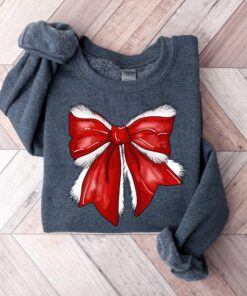 vintage christmas t shirt with bow design for women retro xmas tee in coquette style for festive celebrations lccox scaled