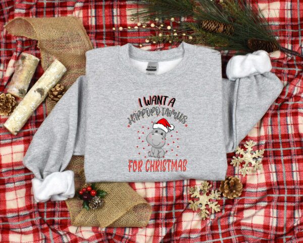 vintage christmas t shirt with hippopotamus design for kids funny holiday shirt for hippopotamus lovers 7adml scaled