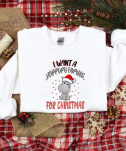 vintage christmas t shirt with hippopotamus design for kids funny holiday shirt for hippopotamus lovers hozhp scaled