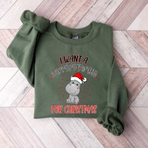 vintage christmas t shirt with hippopotamus design for kids funny holiday shirt for hippopotamus lovers ivgvy scaled