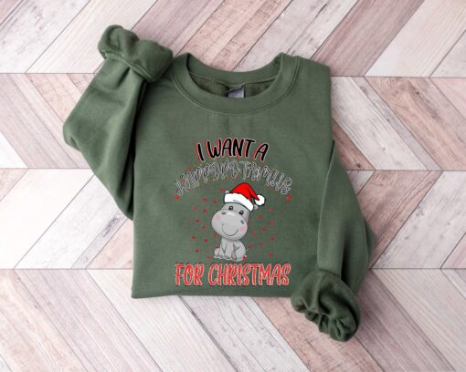 vintage christmas t shirt with hippopotamus design for kids funny holiday shirt for hippopotamus lovers ivgvy scaled