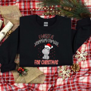 vintage christmas t shirt with hippopotamus design for kids funny holiday shirt for hippopotamus lovers nqzto scaled