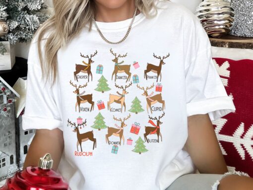 vintage christmas t shirt with reindeer design for women retro holiday tee featuring fun deer graphic qhcrh scaled