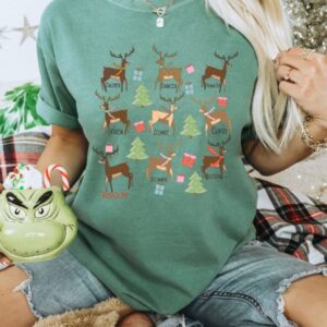 vintage christmas t shirt with reindeer design for women retro holiday tee featuring fun deer graphic rzmfa