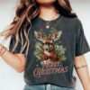 vintage christmas t shirt with reindeer design in comfort colors for a retro holiday look ah9wm