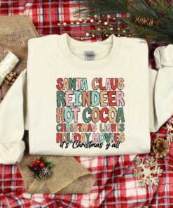 vintage christmas t shirt with santa claus design and reindeer graphic for holiday celebrations and family gatherings j1tcu scaled