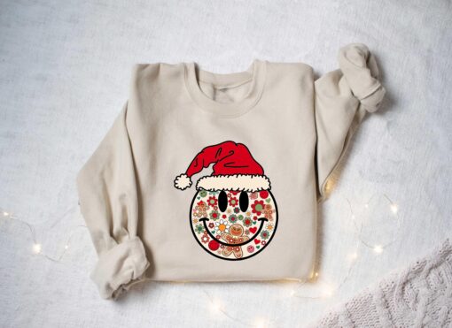 vintage christmas t shirt with smiley face design for positive vibes and fun holiday style lbnkr scaled