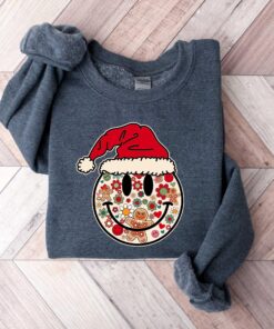 vintage christmas t shirt with smiley face design for positive vibes and fun holiday style mhnoo scaled