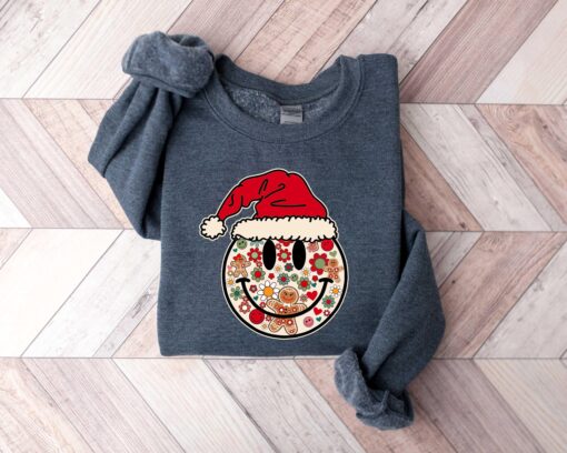 vintage christmas t shirt with smiley face design for positive vibes and fun holiday style mhnoo scaled