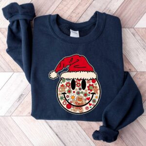 vintage christmas t shirt with smiley face design for positive vibes and fun holiday style zs5ab scaled