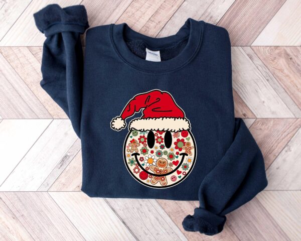 vintage christmas t shirt with smiley face design for positive vibes and fun holiday style zs5ab scaled