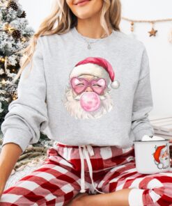 vintage christmas t shirts for women pink santa retro design holiday crewneck sweatshirts matching family sweaters group party apparel baiyq scaled