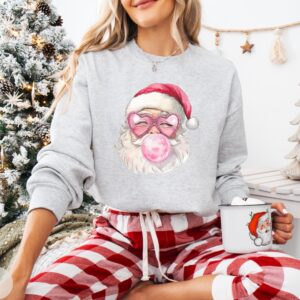 vintage christmas t shirts for women pink santa retro design holiday crewneck sweatshirts matching family sweaters group party apparel baiyq scaled