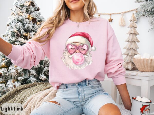 vintage christmas t shirts for women pink santa retro design holiday crewneck sweatshirts matching family sweaters group party apparel bccfh scaled