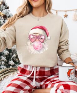 vintage christmas t shirts for women pink santa retro design holiday crewneck sweatshirts matching family sweaters group party apparel r52ka scaled