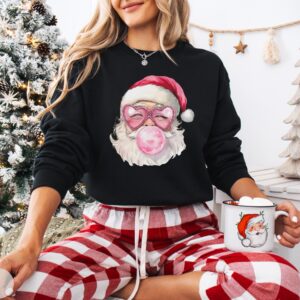 vintage christmas t shirts for women pink santa retro design holiday crewneck sweatshirts matching family sweaters group party apparel vtrc3 scaled