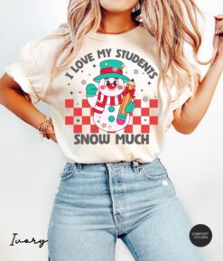 Vintage Christmas Teacher Shirt I Love My Students Snow Much Retro Comfort Colors T Shirt for Teachers Holiday Apparel