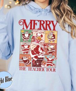 vintage christmas teacher sweatshirt with santa claus design for holiday celebrations and classroom festivities sgz60