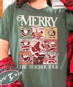 vintage christmas teacher t shirt merry santa claus design fun holiday apparel for educators and christmas enthusiasts 1qkvp