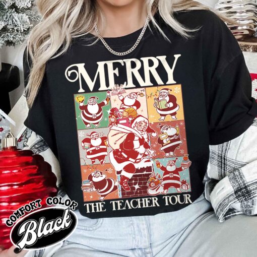 vintage christmas teacher t shirt merry santa claus design fun holiday apparel for educators and christmas enthusiasts