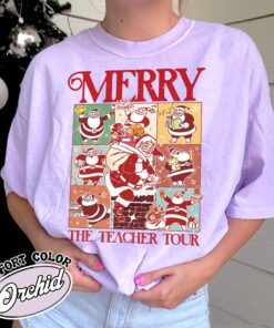 vintage christmas teacher t shirt merry santa claus design fun holiday apparel for educators and christmas enthusiasts wvyoi