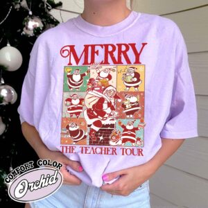 vintage christmas teacher t shirt merry santa claus design fun holiday apparel for educators and christmas enthusiasts wvyoi