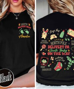 vintage christmas tree pregnancy announcement sweatshirt for nurses with santa baby design and delivery crew theme 1sgij