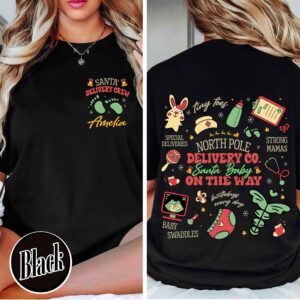 vintage christmas tree pregnancy announcement sweatshirt for nurses with santa baby design and delivery crew theme 1sgij