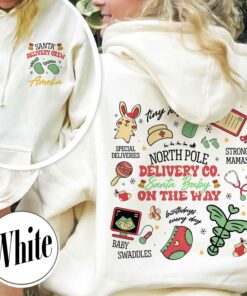 vintage christmas tree pregnancy announcement sweatshirt for nurses with santa baby design and delivery crew theme 3jc12