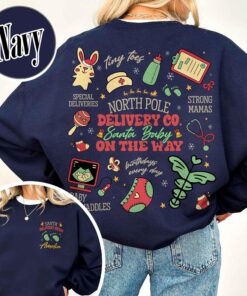 vintage christmas tree pregnancy announcement sweatshirt for nurses with santa baby design and delivery crew theme j44yg