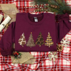 vintage christmas tree shirt for women with leopard print design and cute holiday theme j7msd scaled