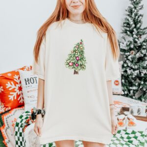 vintage christmas tree shirt whimsical holiday sweatshirt with trendy christmas lights design for festive celebrations u5vjo