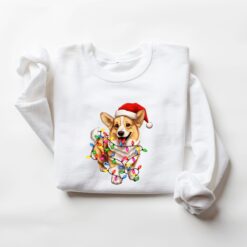 Vintage Corgi Christmas T-Shirt for Dog Lovers Featuring Corgi with Christmas Lights Design Perfect for Corgi Moms and Owners