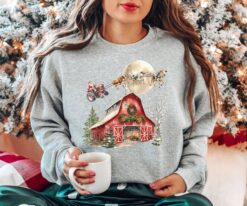 vintage cow christmas sweatshirt funny country holiday sweater with santa cows design for farm lovers and christmas celebrations pfswx