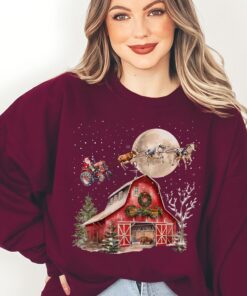 vintage cow christmas sweatshirt funny country holiday sweater with santa cows design for farm lovers and christmas celebrations vfzhy