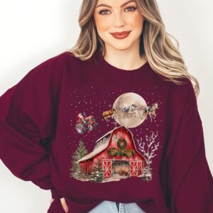 vintage cow christmas sweatshirt funny country holiday sweater with santa cows design for farm lovers and christmas celebrations vfzhy