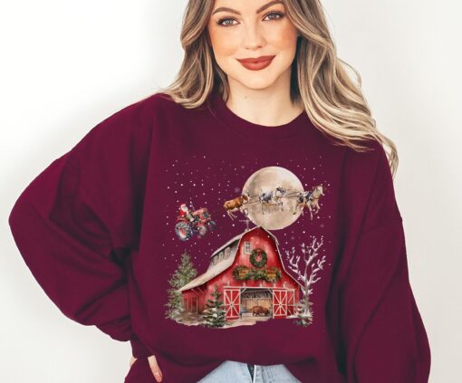 vintage cow christmas sweatshirt funny country holiday sweater with santa cows design for farm lovers and christmas celebrations vfzhy