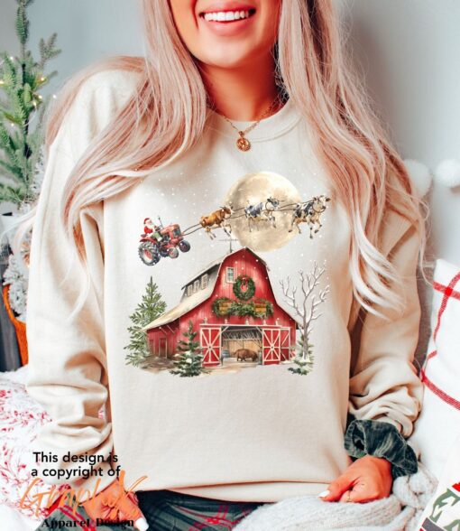 vintage cow christmas sweatshirt funny country holiday sweater with santa cows design for farm lovers and christmas celebrations vh8rc