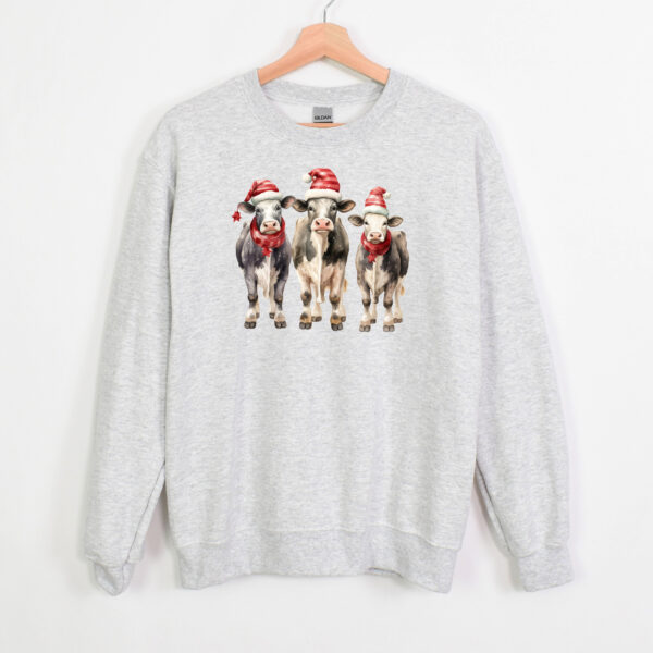 vintage cow sweatshirt for christmas featuring santa design western style crewneck with farm theme for holiday celebrations 0xgly scaled