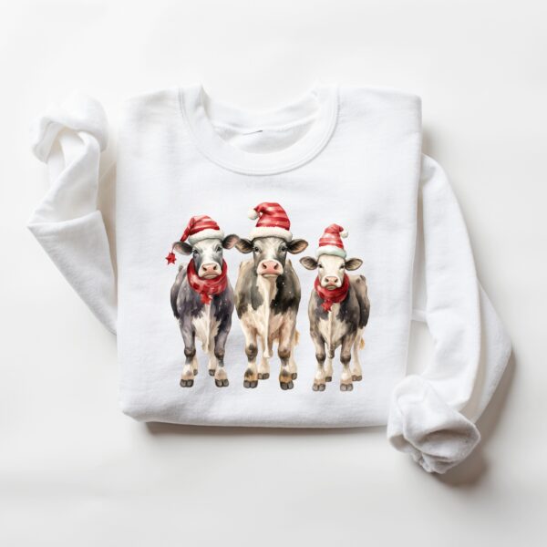 vintage cow sweatshirt for christmas featuring santa design western style crewneck with farm theme for holiday celebrations kdhtg scaled