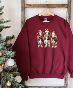 vintage cow sweatshirt for christmas featuring santa design western style crewneck with farm theme for holiday celebrations zxzmy scaled