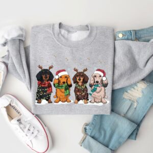 vintage dachshund christmas sweatshirt for dog lovers comfortable crewneck sweater featuring cute dachshund design hsvr9