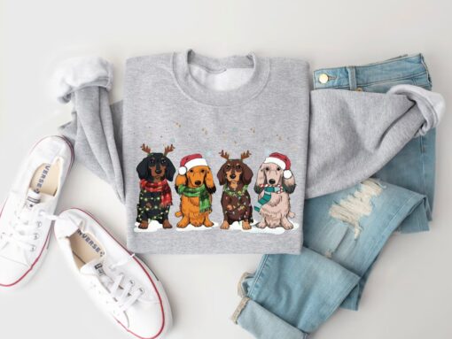 vintage dachshund christmas sweatshirt for dog lovers comfortable crewneck sweater featuring cute dachshund design hsvr9