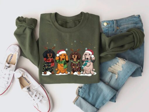 vintage dachshund christmas sweatshirt for dog lovers comfortable crewneck sweater featuring cute dachshund design peqym