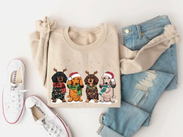 vintage dachshund christmas sweatshirt for dog lovers comfortable crewneck sweater featuring cute dachshund design zcc17